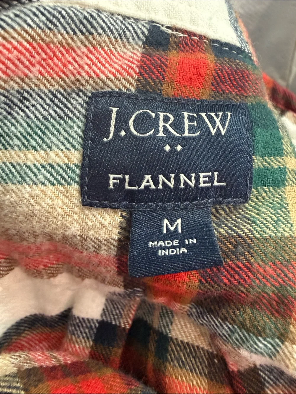 J.Crew Men’s Medium Red Green Plaid Cotton Flannel Button-Down Shirt